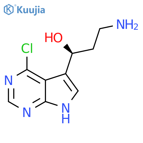 (1S)-3-amino-1-{4-chloro-7H-pyrrolo2,3-dpyrimidin-5-yl}propan-1-ol structure