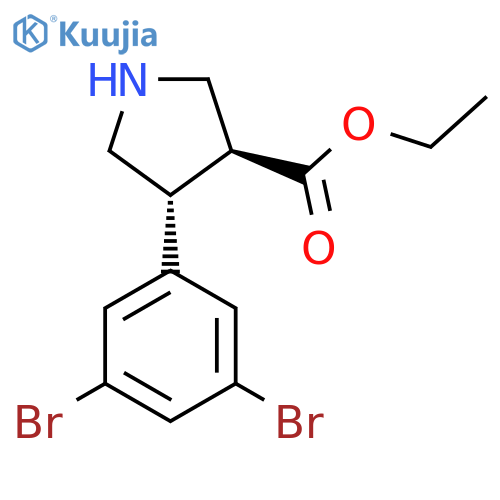 rac-ethyl (3R,4S)-4-(3,5-dibromophenyl)pyrrolidine-3-carboxylate structure