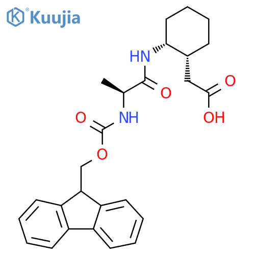 2-(1RS,2RS)-2-(2S)-2-({(9H-fluoren-9-yl)methoxycarbonyl}amino)propanamidocyclohexylacetic acid structure