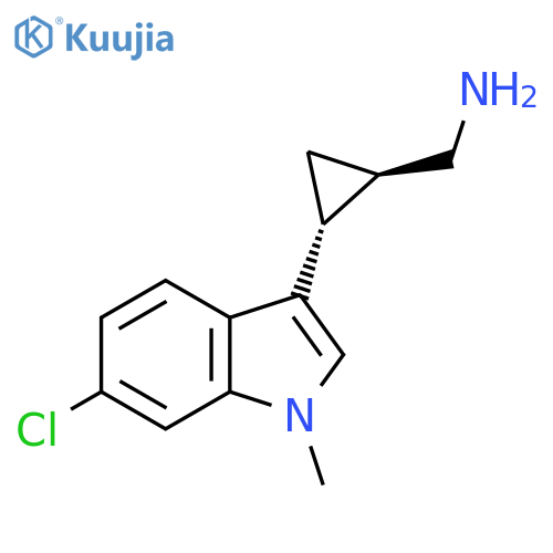 rac-(1R,2R)-2-(6-chloro-1-methyl-1H-indol-3-yl)cyclopropylmethanamine structure