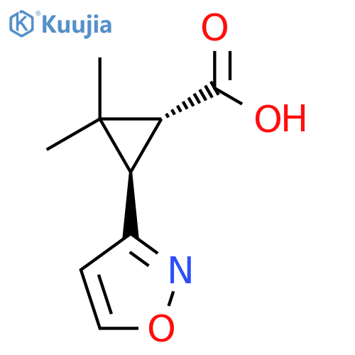 rac-(1R,3R)-2,2-dimethyl-3-(1,2-oxazol-3-yl)cyclopropane-1-carboxylic acid structure