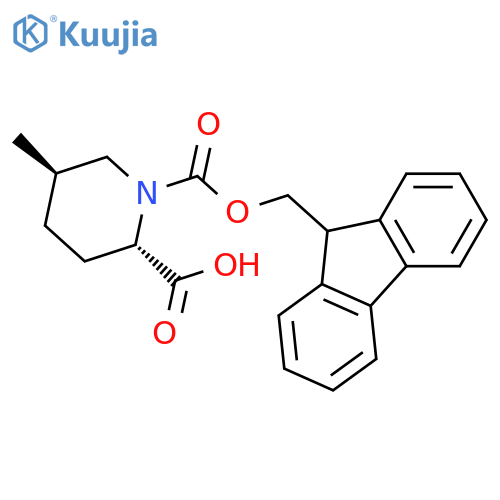(2S,5R)-1-(9H-fluoren-9-ylmethoxycarbonyl)-5-methyl-piperidine-2-carboxylic acid structure