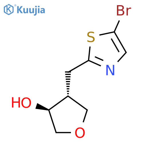 rac-(3R,4S)-4-(5-bromo-1,3-thiazol-2-yl)methyloxolan-3-ol structure