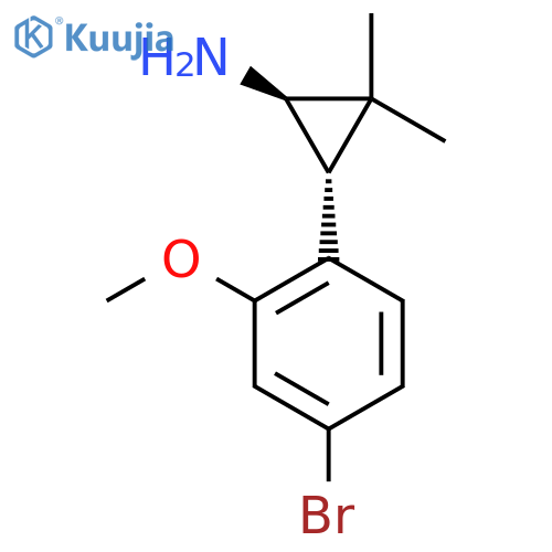 rac-(1R,3R)-3-(4-bromo-2-methoxyphenyl)-2,2-dimethylcyclopropan-1-amine structure