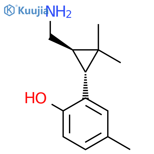 rac-2-(1R,3R)-3-(aminomethyl)-2,2-dimethylcyclopropyl-4-methylphenol structure