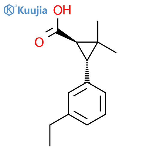 rac-(1R,3R)-3-(3-ethylphenyl)-2,2-dimethylcyclopropane-1-carboxylic acid structure