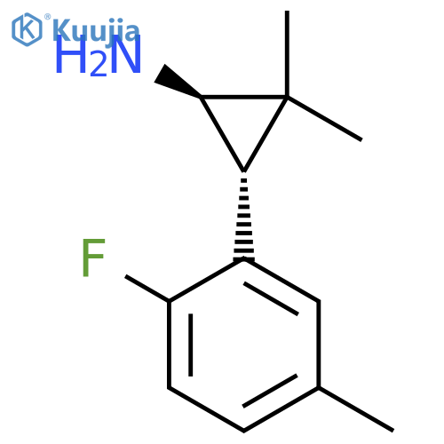 rac-(1R,3R)-3-(2-fluoro-5-methylphenyl)-2,2-dimethylcyclopropan-1-amine structure
