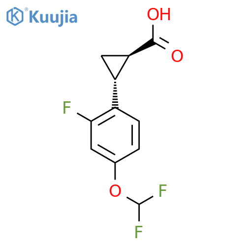 rac-(1R,2R)-2-4-(difluoromethoxy)-2-fluorophenylcyclopropane-1-carboxylic acid structure