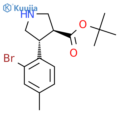 rac-tert-butyl (3R,4S)-4-(2-bromo-4-methylphenyl)pyrrolidine-3-carboxylate structure