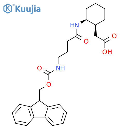 rac-2-(1R,2R)-2-4-({(9H-fluoren-9-yl)methoxycarbonyl}amino)butanamidocyclohexylacetic acid structure