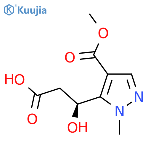 (3S)-3-hydroxy-3-4-(methoxycarbonyl)-1-methyl-1H-pyrazol-5-ylpropanoic acid structure