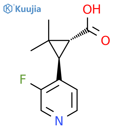 rac-(1R,3R)-3-(3-fluoropyridin-4-yl)-2,2-dimethylcyclopropane-1-carboxylic acid structure