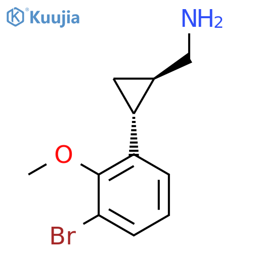 rac-[(1R,2R)-2-(3-bromo-2-methoxyphenyl)cyclopropyl]methanamine structure
