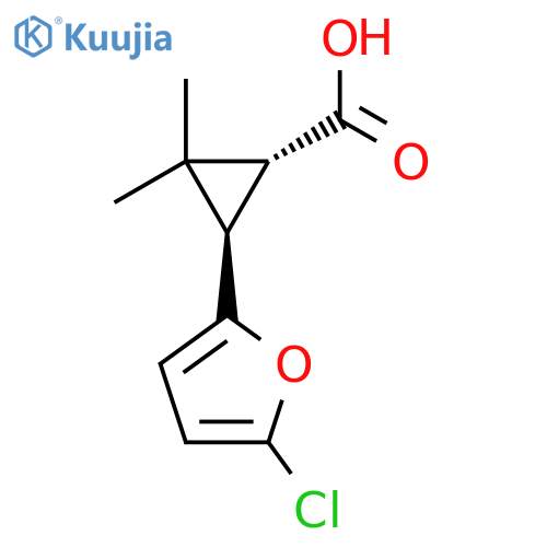 rac-(1R,3R)-3-(5-chlorofuran-2-yl)-2,2-dimethylcyclopropane-1-carboxylic acid structure