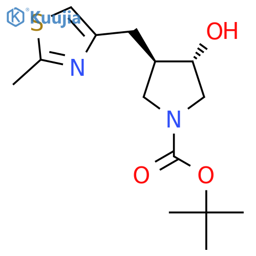 rac-tert-butyl (3R,4S)-3-hydroxy-4-(2-methyl-1,3-thiazol-4-yl)methylpyrrolidine-1-carboxylate structure