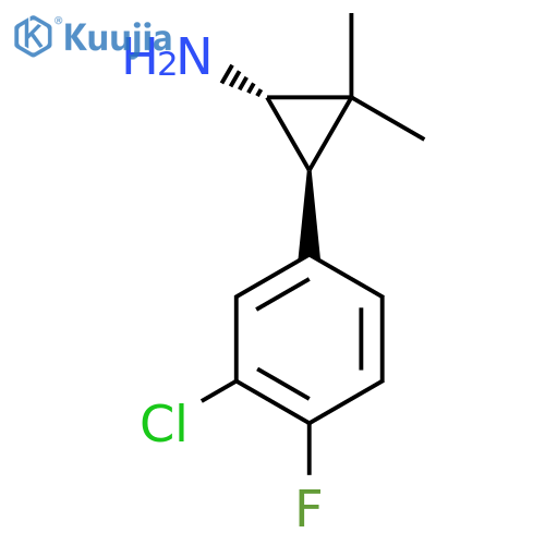 rac-(1R,3S)-3-(3-chloro-4-fluorophenyl)-2,2-dimethylcyclopropan-1-amine structure