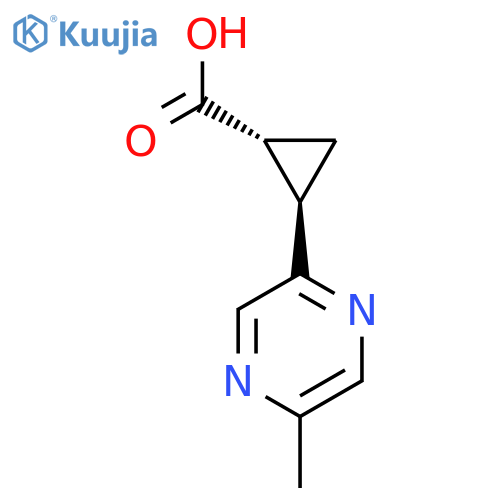 rac-(1R,2R)-2-(5-methylpyrazin-2-yl)cyclopropane-1-carboxylic acid structure