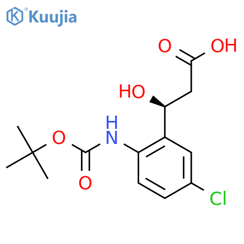 (3S)-3-(2-{(tert-butoxy)carbonylamino}-5-chlorophenyl)-3-hydroxypropanoic acid structure