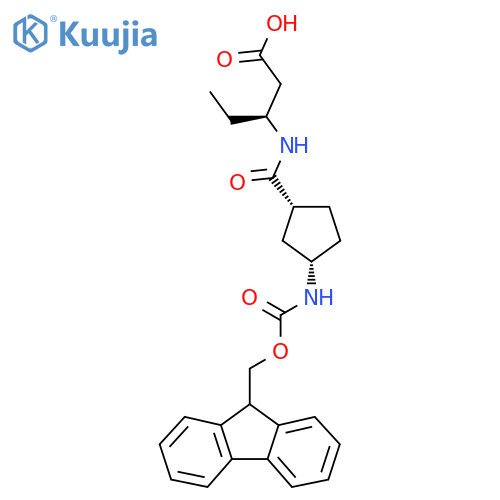 (3S)-3-{(1RS,3SR)-3-({(9H-fluoren-9-yl)methoxycarbonyl}amino)cyclopentylformamido}pentanoic acid structure
