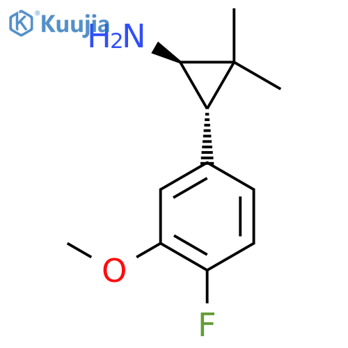 rac-(1R,3S)-3-(4-fluoro-3-methoxyphenyl)-2,2-dimethylcyclopropan-1-amine structure