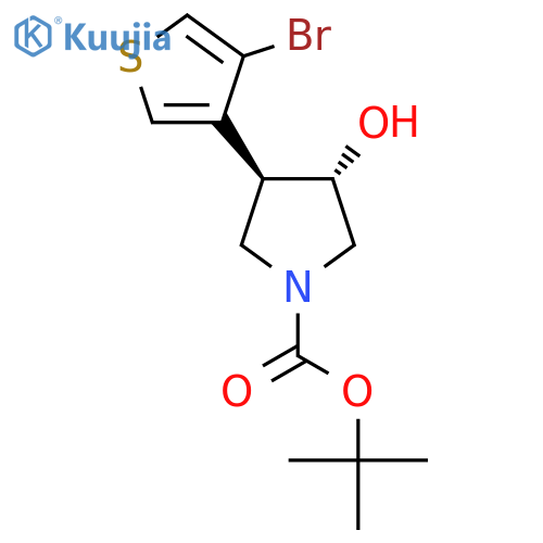 rac-tert-butyl (3R,4S)-3-(4-bromothiophen-3-yl)-4-hydroxypyrrolidine-1-carboxylate structure