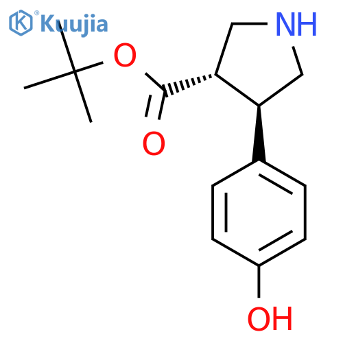 rac-tert-butyl (3R,4S)-4-(4-hydroxyphenyl)pyrrolidine-3-carboxylate structure
