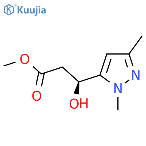 methyl (3S)-3-(1,3-dimethyl-1H-pyrazol-5-yl)-3-hydroxypropanoate structure