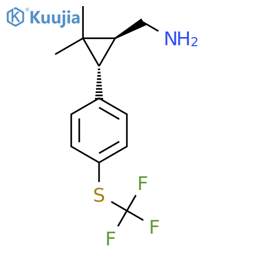 rac-(1R,3R)-2,2-dimethyl-3-{4-(trifluoromethyl)sulfanylphenyl}cyclopropylmethanamine structure