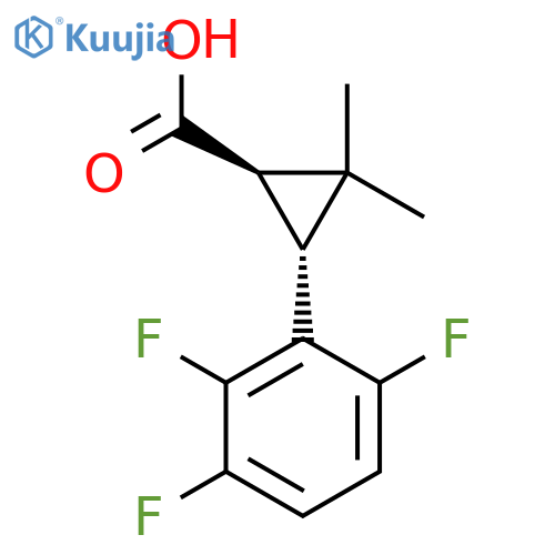 rac-(1R,3R)-2,2-dimethyl-3-(2,3,6-trifluorophenyl)cyclopropane-1-carboxylic acid structure