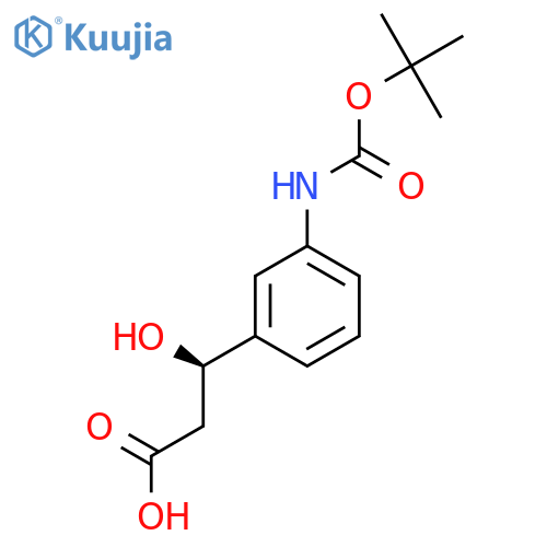 (3R)-3-(3-{(tert-butoxy)carbonylamino}phenyl)-3-hydroxypropanoic acid structure