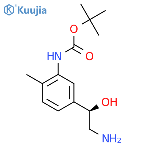 tert-butyl N-{5-(1R)-2-amino-1-hydroxyethyl-2-methylphenyl}carbamate structure