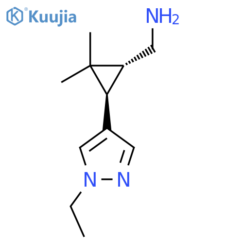 rac-(1R,3R)-3-(1-ethyl-1H-pyrazol-4-yl)-2,2-dimethylcyclopropylmethanamine structure
