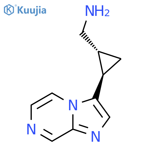 rac-(1R,2R)-2-{imidazo1,2-apyrazin-3-yl}cyclopropylmethanamine structure