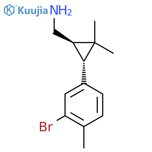 rac-(1R,3R)-3-(3-bromo-4-methylphenyl)-2,2-dimethylcyclopropylmethanamine structure