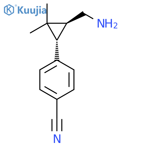 rac-4-(1R,3R)-3-(aminomethyl)-2,2-dimethylcyclopropylbenzonitrile structure