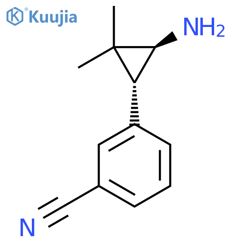 rac-3-(1R,3S)-3-amino-2,2-dimethylcyclopropylbenzonitrile structure