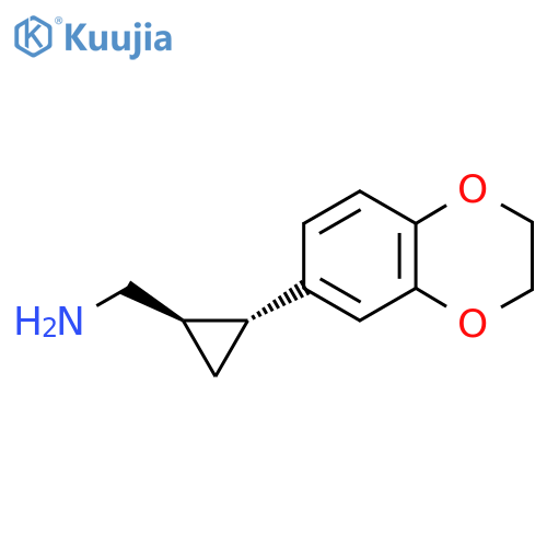 rac-(1R,2R)-2-(2,3-dihydro-1,4-benzodioxin-6-yl)cyclopropylmethanamine structure