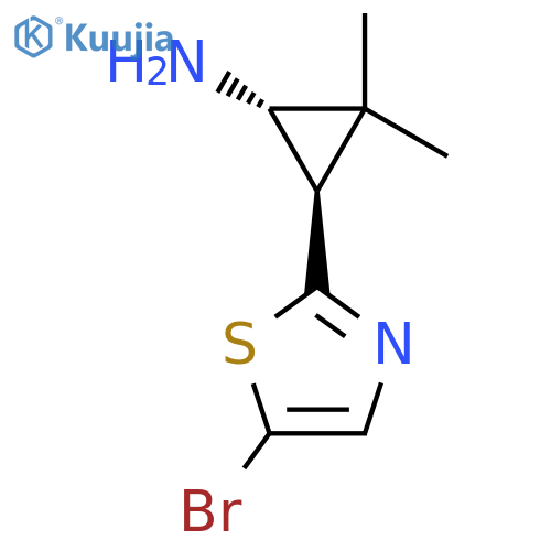 rac-(1R,3S)-3-(5-bromo-1,3-thiazol-2-yl)-2,2-dimethylcyclopropan-1-amine structure