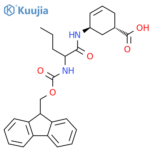 rac-(1R,5S)-5-2-({(9H-fluoren-9-yl)methoxycarbonyl}amino)pentanamidocyclohex-3-ene-1-carboxylic acid structure