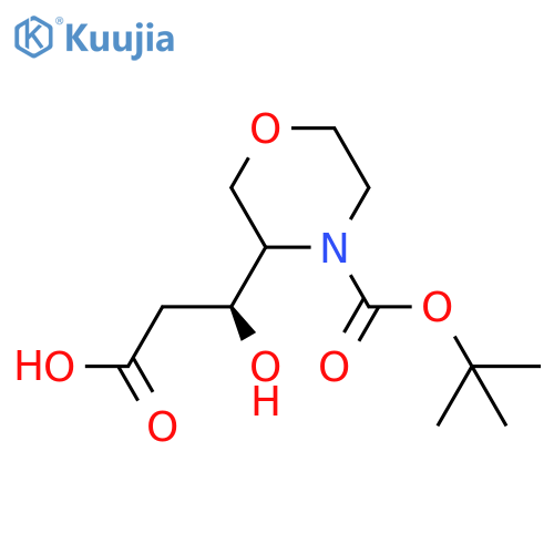 (3S)-3-{4-(tert-butoxy)carbonylmorpholin-3-yl}-3-hydroxypropanoic acid structure