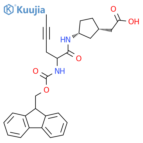rac-2-(1R,3S)-3-2-({(9H-fluoren-9-yl)methoxycarbonyl}amino)hex-4-ynamidocyclopentylacetic acid structure