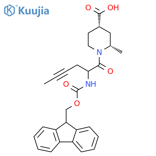 rac-(2R,4R)-1-2-({(9H-fluoren-9-yl)methoxycarbonyl}amino)hex-4-ynoyl-2-methylpiperidine-4-carboxylic acid structure