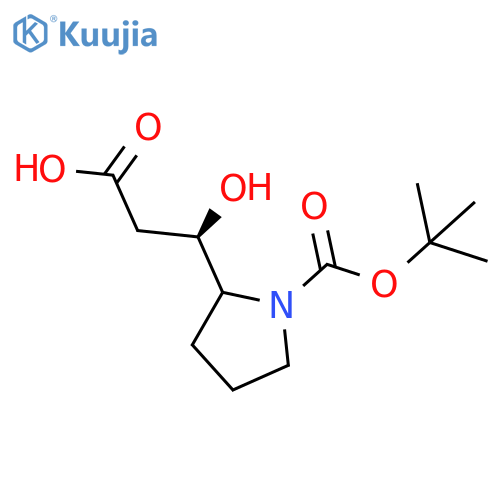 (3R)-3-{1-(tert-butoxy)carbonylpyrrolidin-2-yl}-3-hydroxypropanoic acid structure