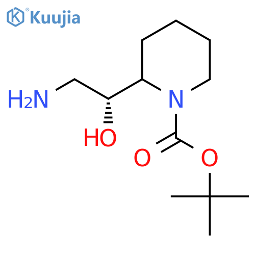 tert-butyl 2-(1R)-2-amino-1-hydroxyethylpiperidine-1-carboxylate structure