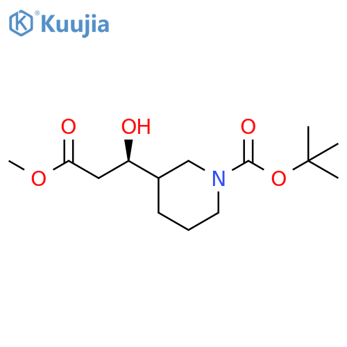 tert-butyl 3-(1R)-1-hydroxy-3-methoxy-3-oxopropylpiperidine-1-carboxylate structure