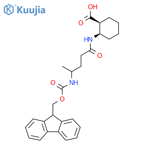 rac-(1R,2S)-2-4-({(9H-fluoren-9-yl)methoxycarbonyl}amino)pentanamidocyclohexane-1-carboxylic acid structure