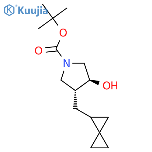 rac-tert-butyl (3R,4S)-3-hydroxy-4-({spiro2.2pentan-1-yl}methyl)pyrrolidine-1-carboxylate structure