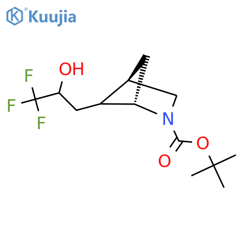 tert-butyl (1S,4R)-5-(3,3,3-trifluoro-2-hydroxypropyl)-2-azabicyclo2.1.1hexane-2-carboxylate structure