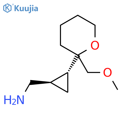 rac-(1R,2R)-2-2-(methoxymethyl)oxan-2-ylcyclopropylmethanamine structure