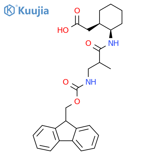 rac-2-(1R,2R)-2-3-({(9H-fluoren-9-yl)methoxycarbonyl}amino)-2-methylpropanamidocyclohexylacetic acid structure